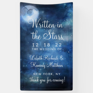 Mondhimmel Vollmond Himmelsstern Hochzeit Willkomm Banner