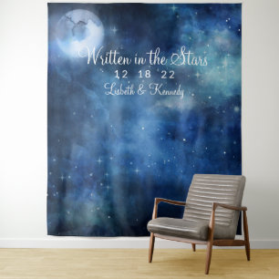 Mondhimmel Vollmond Hochzeit Foto Booth Hintergrun Wandteppich