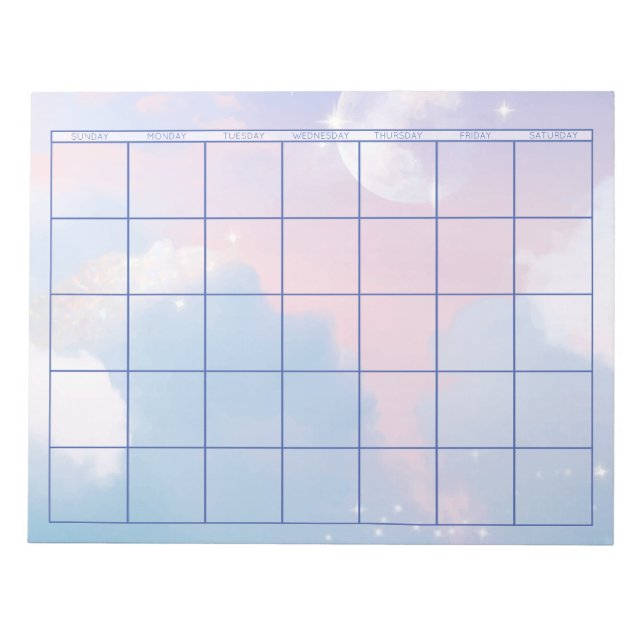 Mondkalender und Himmelsästhetischer Leerkalender Notizblock (Vorderseite)