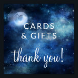 Mondkarten und Geschenke für Hochzeiten Poster<br><div class="desc">Lunar Sky Full Moon Celestial Galaxy Watercolor Design, mit nächtlichen Sternen, und glühender Moon Design auf einem luxuriösen Navy Blue, Bale Blue, und Hinweise auf lila Aquarellstruktur. Mit modernen Typografie-Script-Schriftart. Ein trendiges magisches Design - Personalisierte Hochzeitsempfangskarten und Geschenktafelsigne! ~ Karo mein Shop zu sehen, die gesamte Hochzeitssuite für dieses Design!...</div>
