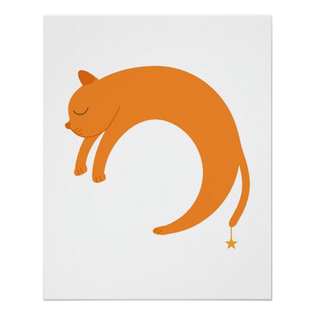 Mondkatze Stretching Stern Poster (Vorderseite)