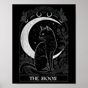 Mondkatze Tarotkarte Grafik Für Tarot Katze Poster