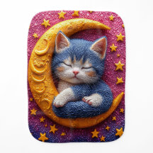 Mondkatzen-Kinderzimmer-Dekor, schlafendes Kätzche