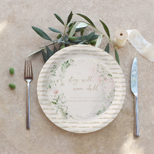 Mondkind Boho Hippie Babyparty Pappteller