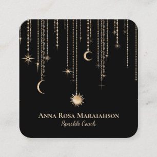 *~* Mondkosmische Sterne Gold Sparkus Sun Glitzer Quadratische Visitenkarte