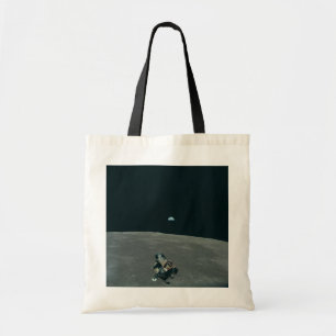 Mondlandefähre Apollo und Earthrise über dem Mond Tragetasche