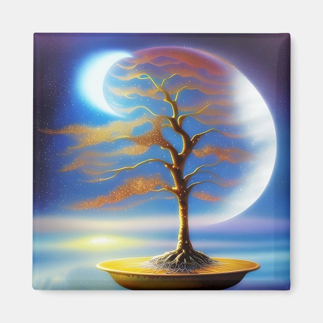 Mondlandschaft-Bonsai Magnet (Vorne)