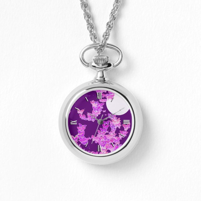 Mondlandschaft mit Schmetterlingen - Orchideen, Am Armbanduhr (Vorderseite)