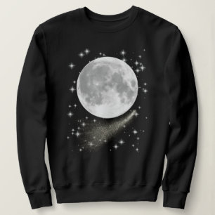 Mondlandschaft mit Vollmond, Sternen und Kometen Sweatshirt