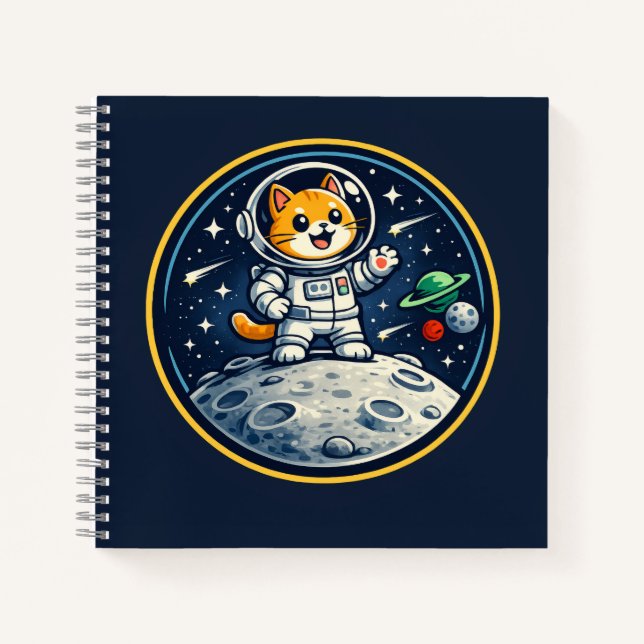 Mondlandung Mike - Kosmische Kätzchen Notizbuch (Vorderseite)