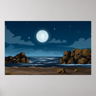 Mondlicht am Strand Poster
