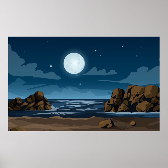 Mondlicht am Strand Poster (Vorne)