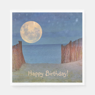 Mondlicht auf dem Beach Birthday Paper Napkin Serviette