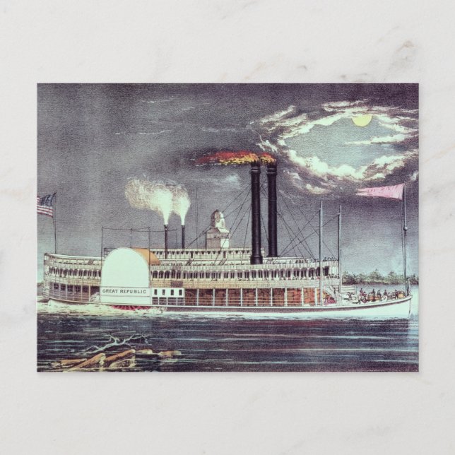 Mondlicht auf dem Mississippi Postkarte (Vorderseite)