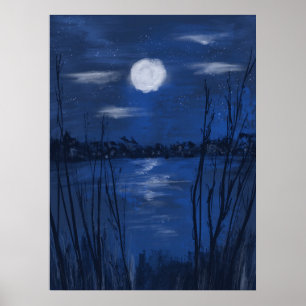 Mondlicht auf dem Stillwasser Poster