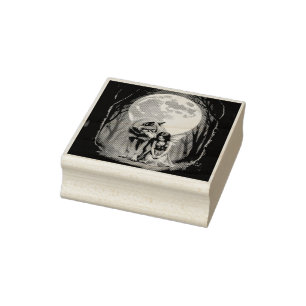 Mondlicht-Band – Der Wolf und die gothische Fee. Gummistempel
