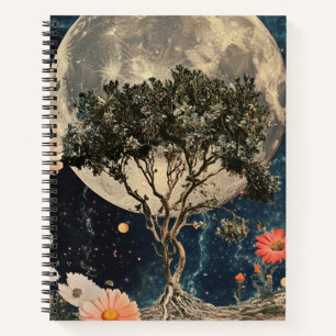 Mondlicht-Bäume und Blüten Notizbuch