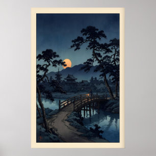 Mondlicht-Brücke-Druck Ruhige Nachtlandschaft (Sch Poster