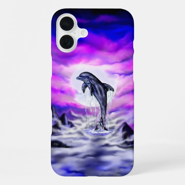 Mondlicht-Delfin iPhone 16 Plus Hülle (Rückseite)