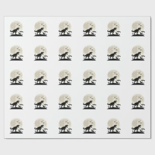 Mondlicht-Dinosaurier-Hund-Friedhof-Silhouette-Shi Geschenkpapier