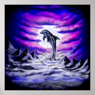 Mondlicht-Dolphin Poster