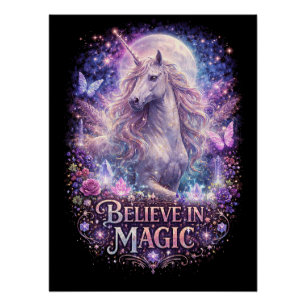 Mondlicht Einhorn-Träume Poster