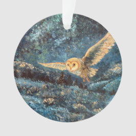 Mondlicht-Eule: Schleiereule auf sternenklarer mon Ornament