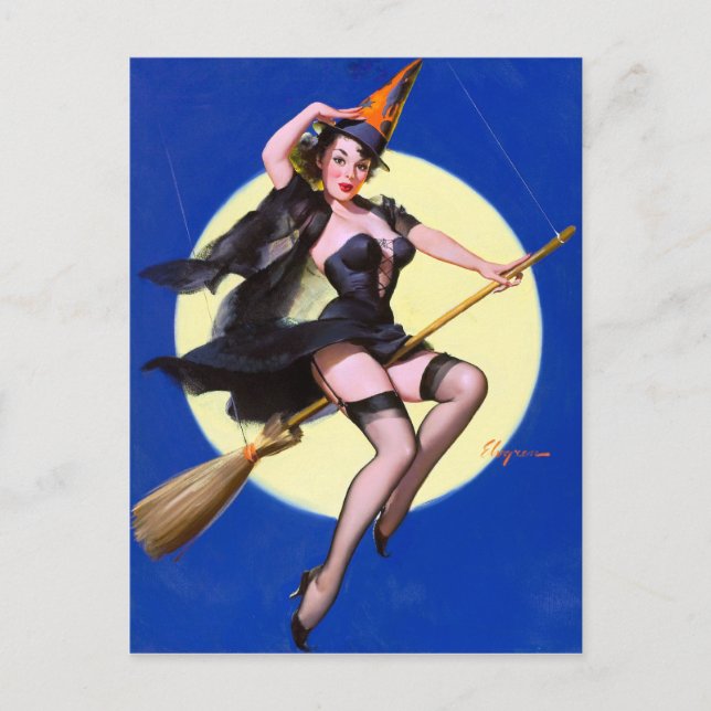 Mondlicht-Fahrt Pin Up Postkarte (Vorderseite)