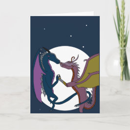 Mondlicht-Fantasie-Drachen-Paar-Kunst-Liebeskarte Karte