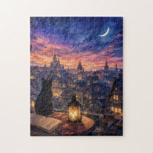 Mondlicht-Fantasie-Stadt-Puzzle