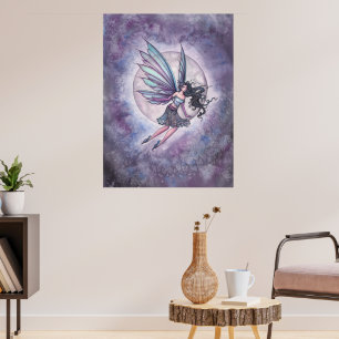 Mondlicht-Flugfee und Mond-Fantasie-Kunst Poster