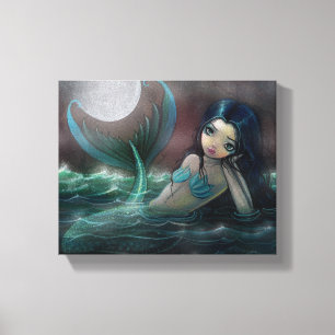 Mondlicht-Fluss Leinwanddruck im Galerie-Format