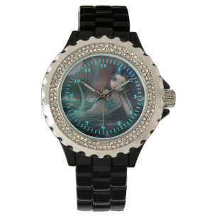 Mondlicht Fluss Meerjungfrau Fantasy Pop Art Armbanduhr