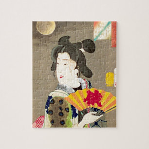 Mondlicht Geisha Japanischer Holzschnitt Ukiyo-e