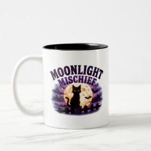 🐈⬛ Mondlicht Halloween Schwarze Katze Sagt 🌕 Zweifarbige Tasse