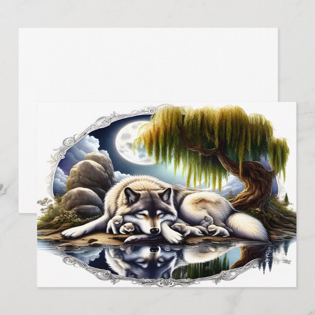 Mondlicht-Heiligkeit ein schlummernder Wolf Dankeskarte (Vorne/Hinten)