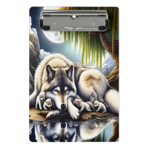 Mondlicht-Heiligkeit ein schlummernder Wolf Mini Klemmbrett