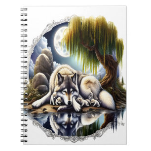 Mondlicht-Heiligkeit ein schlummernder Wolf Notizblock