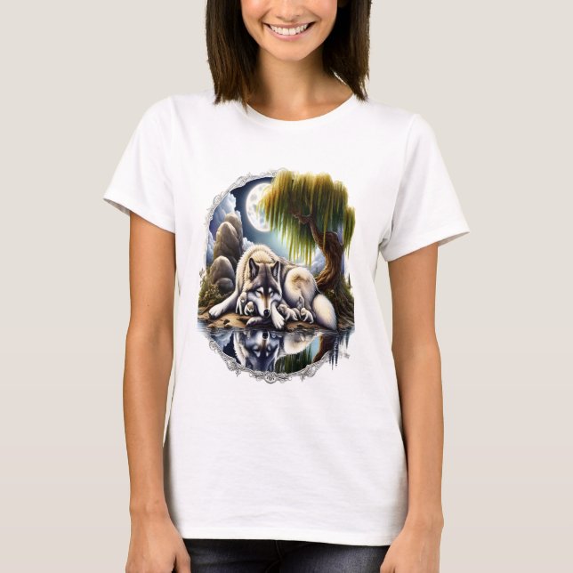 Mondlicht-Heiligkeit ein schlummernder Wolf T-Shirt (Vorderseite)