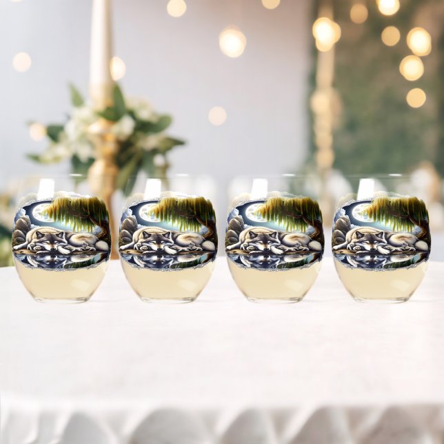 Mondlicht-Heiligkeit ein schlummernder Wolf Weinglas Ohne Stiel (Insitu (Hochzeit))