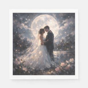Mondlicht Hochzeitspaar Romantische Papiertücher Serviette