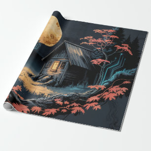 Mondlicht-Hütte Japanischer Wald Kunst (6) Geschenkpapier