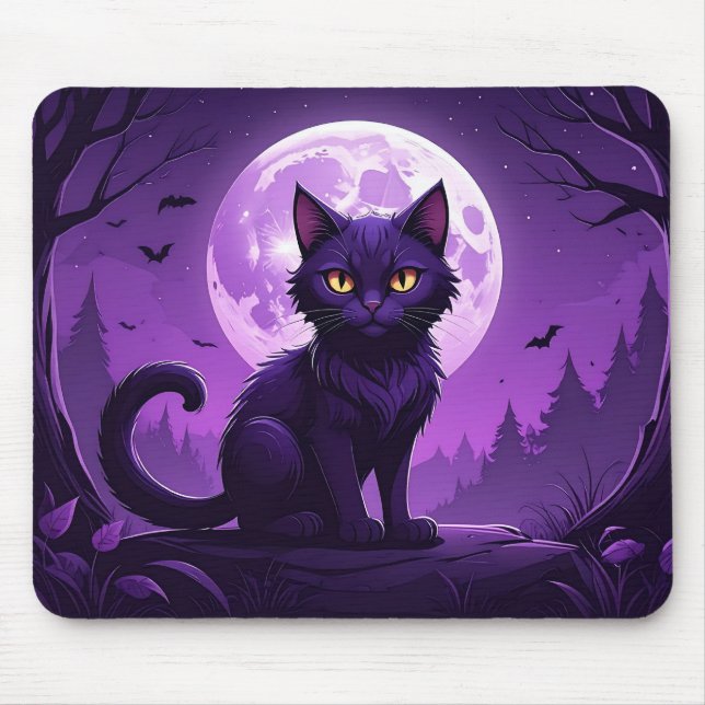 Mondlicht-Katzen-Mauspad Mousepad (Vorne)