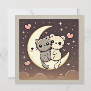 Mondlicht Katzenliebe-Karte Feiertagskarte