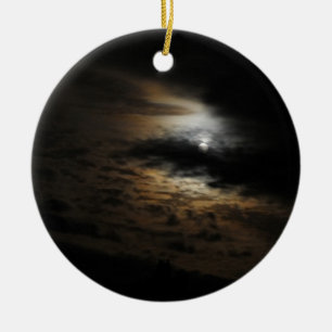 Mondlicht leuchtet auf Dunkelwolken-Foto Keramik Ornament