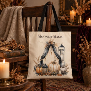 Mondlicht-Magie-Boho-Totenkopf und Kürbis - Herbst Tasche