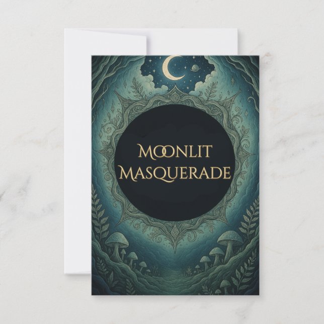 Mondlicht-Maskerade Elegante Halloween-RSVP RSVP Karte (Vorderseite)