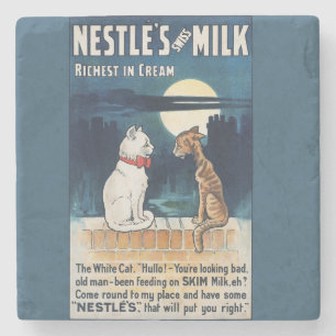Mondlicht-Milchkätzchen Vintage Nestlé Schweizer Steinuntersetzer