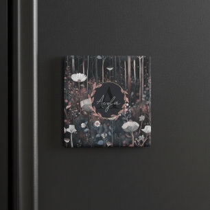 Mondlicht-Monogramm-Whimsikwald-Wildblumen Magnet