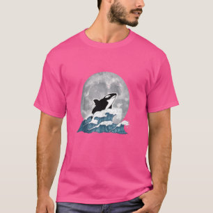 Mondlicht Mörderwal Ozean Tier Wellen Vollmond T-Shirt